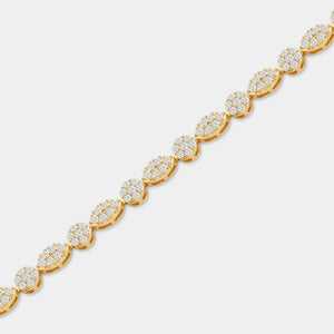Gilded 3 Carat Lab-Grown Diamond Fashion Bracelet with Marquise and Round-Shaped Composite Centers