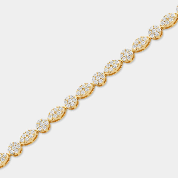 Gilded 3 Carat Lab-Grown Diamond Fashion Bracelet with Marquise and Round-Shaped Composite Centers