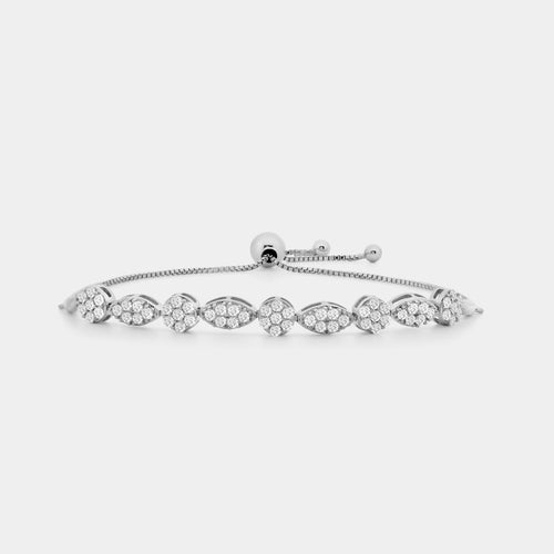 Gilded 1 Carat Lab-Grown Diamond Bolo Bracelet with Marquise and Blossom Motifs