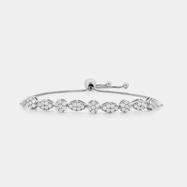 1 Carat Lab-Grown Diamond Bolo Bracelet with Marquise and Blossom Motifs — GILDED New York