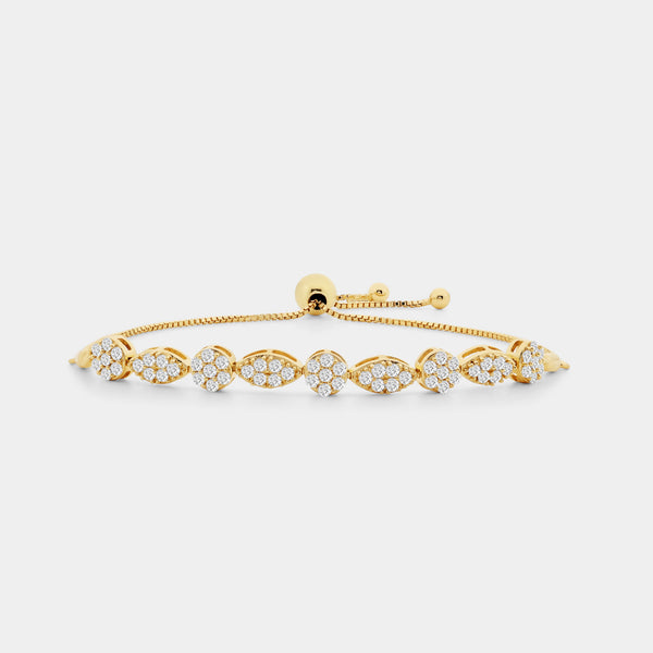 1 Carat Lab-Grown Diamond Bolo Bracelet with Marquise and Blossom Motifs — GILDED New York