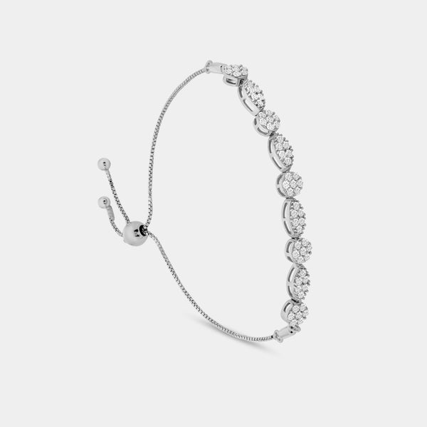 1 Carat Lab-Grown Diamond Bolo Bracelet with Marquise and Blossom Motifs — GILDED New York