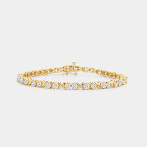 Gilded 4 Carat Lab-Grown Diamond Fashion Bracelets with Round-Shaped Centers in an infinity Setting