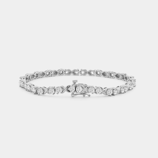Gilded 4 Carat Lab-Grown Diamond Fashion Bracelets with Round-Shaped Centers in an infinity Setting