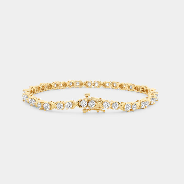 Gilded 4 Carat Lab-Grown Diamond Fashion Bracelets with Round-Shaped Centers in an infinity Setting