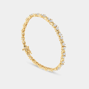 Gilded 4 Carat Lab-Grown Diamond Fashion Bracelets with Round-Shaped Centers in an infinity Setting