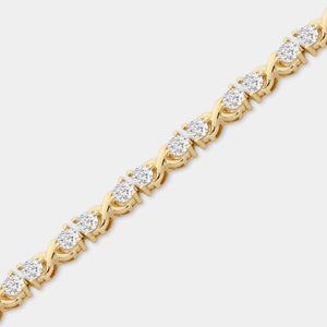 Gilded 4 Carat Lab-Grown Diamond Fashion Bracelets with Round-Shaped Centers in an infinity Setting