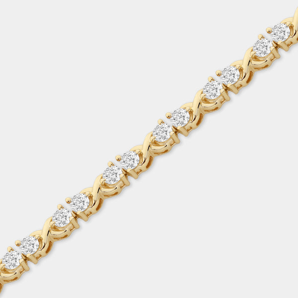 Gilded 4 Carat Lab-Grown Diamond Fashion Bracelets with Round-Shaped Centers in an infinity Setting