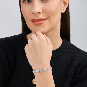 Gilded 5 Carat Lab-Grown Diamond Fashion Bracelet with Alternating Small and Big Halos