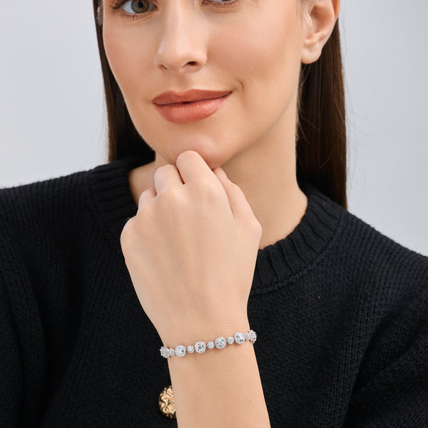 5 Carat Lab-Grown Diamond Fashion Bracelet with Alternating Small and Big Halos — GILDED New York