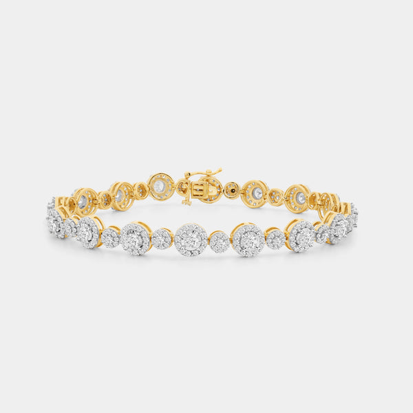 5 Carat Lab-Grown Diamond Fashion Bracelet with Alternating Small and Big Halos — GILDED New York