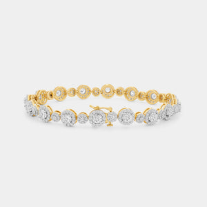 Gilded 5 Carat Lab-Grown Diamond Fashion Bracelet with Alternating Small and Big Halos