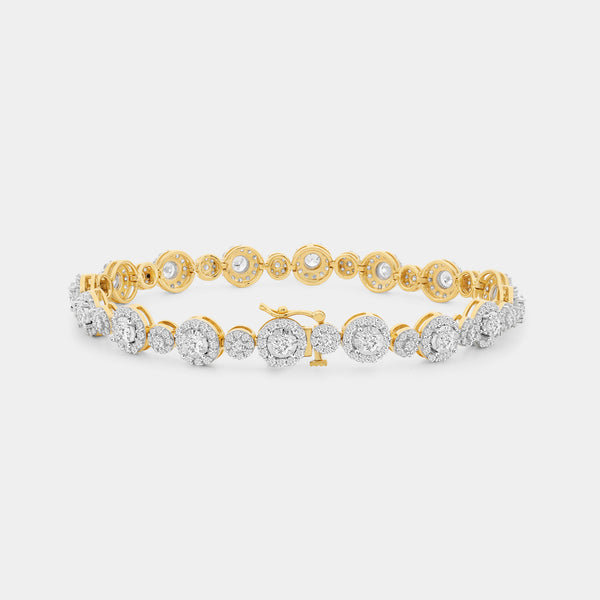 5 Carat Lab-Grown Diamond Fashion Bracelet with Alternating Small and Big Halos — GILDED New York