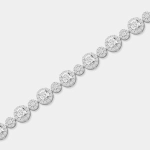 Gilded 5 Carat Lab-Grown Diamond Fashion Bracelet with Alternating Small and Big Halos