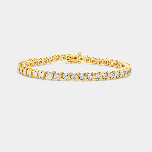 Gilded 1/2 Carat Lab-Grown Diamond with Curved Metal Bars and a Round-Shaped Center in an Illusion-Plate Setting