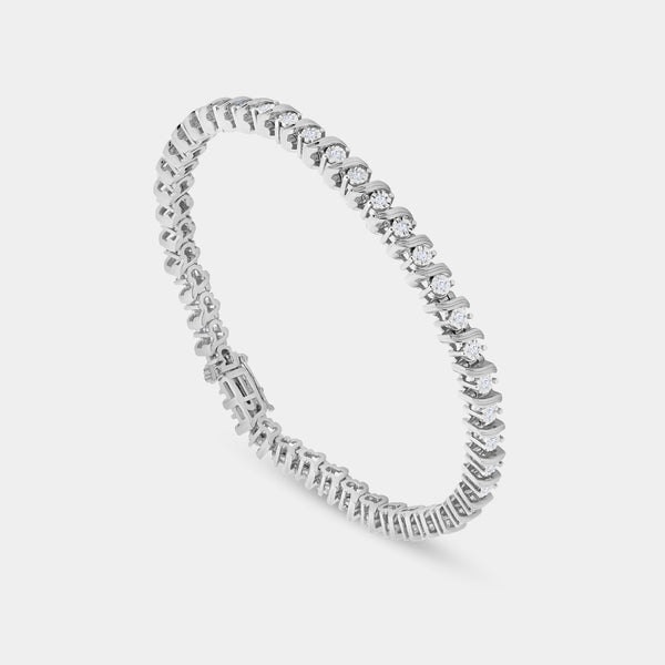 1/2 Carat Lab-Grown Diamond with Curved Metal Bars and a Round-Shaped Center in an Illusion-Plate Setting — GILDED New York