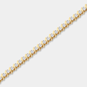 Gilded 1/2 Carat Lab-Grown Diamond with Curved Metal Bars and a Round-Shaped Center in an Illusion-Plate Setting