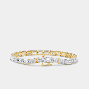 Gilded 21 Carat Lab-Grown Diamond Emerald-Cut Tennis Bracelet