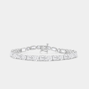 Gilded 18 Carat Lab-Grown Diamond Round and Emerald-Cut Tennis Bracelet