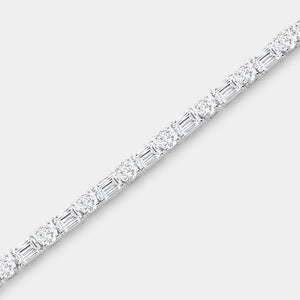 Gilded 18 Carat Lab-Grown Diamond Round and Emerald-Cut Tennis Bracelet
