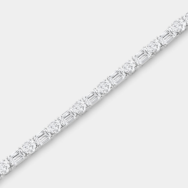Gilded 18 Carat Lab-Grown Diamond Round and Emerald-Cut Tennis Bracelet