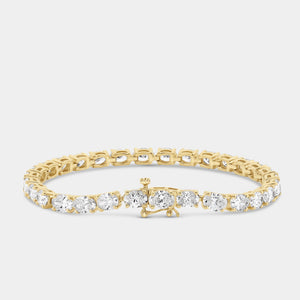 Gilded 11 and 3/8 Carat Lab-Grown Diamond Oval-Shaped Tennis Bracelet
