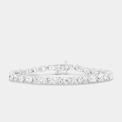 Gilded 11 and 3/8 Carat Lab-Grown Diamond Oval-Shaped Tennis Bracelet