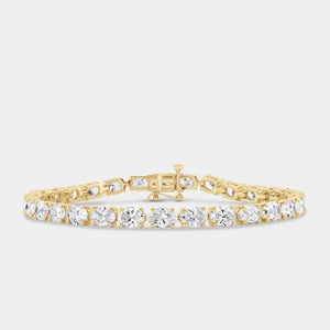 Gilded 11 and 3/8 Carat Lab-Grown Diamond Oval-Shaped Tennis Bracelet