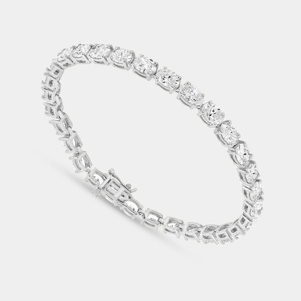 Gilded 11 and 3/8 Carat Lab-Grown Diamond Oval-Shaped Tennis Bracelet
