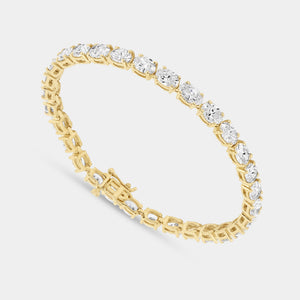 Gilded 11 and 3/8 Carat Lab-Grown Diamond Oval-Shaped Tennis Bracelet