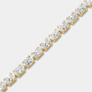 Gilded 11 and 3/8 Carat Lab-Grown Diamond Oval-Shaped Tennis Bracelet