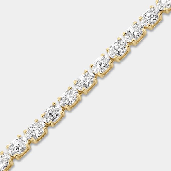 Gilded 11 and 3/8 Carat Lab-Grown Diamond Oval-Shaped Tennis Bracelet