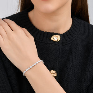 Gilded 11 and 3/8 Carat Lab-Grown Diamond Oval-Shaped Tennis Bracelet