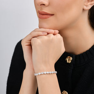 Gilded 13 and 1/2 Carat Lab-Grown Diamond Oval-Shaped Tennis Bracelet