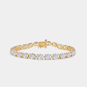 Gilded 13 and 1/2 Carat Lab-Grown Diamond Oval-Shaped Tennis Bracelet