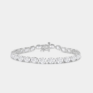Gilded 13 and 1/2 Carat Lab-Grown Diamond Oval-Shaped Tennis Bracelet