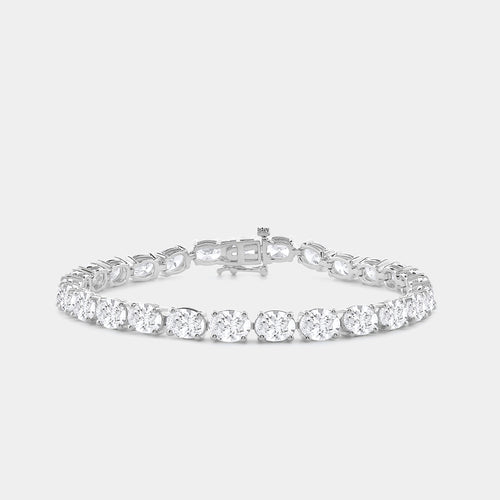 Gilded 13 and 1/2 Carat Lab-Grown Diamond Oval-Shaped Tennis Bracelet