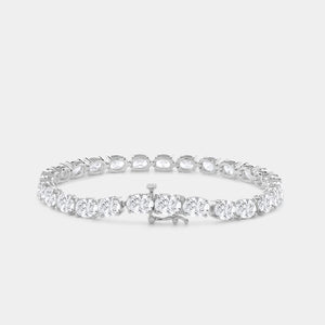 Gilded 13 and 1/2 Carat Lab-Grown Diamond Oval-Shaped Tennis Bracelet