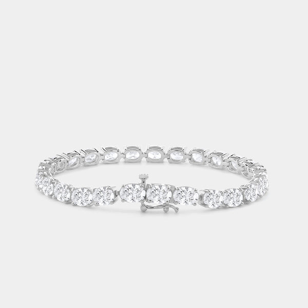 Gilded 13 and 1/2 Carat Lab-Grown Diamond Oval-Shaped Tennis Bracelet