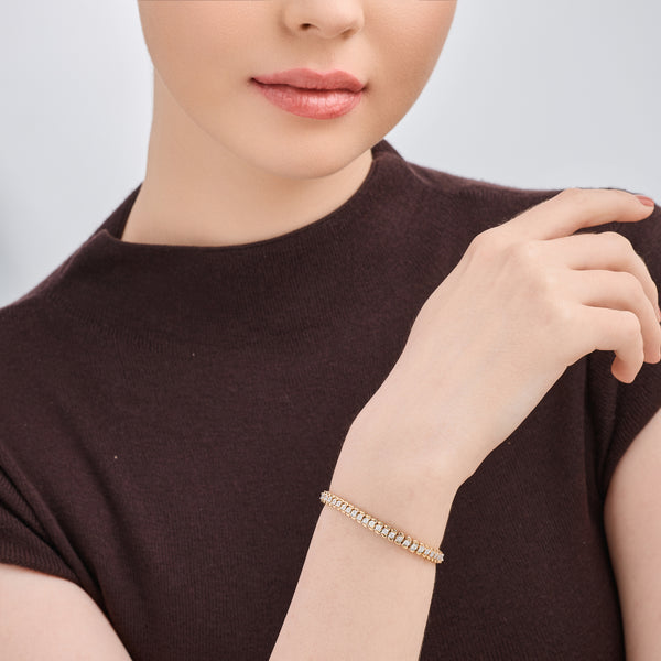 1/4 Carat Lab-Grown Diamond Half-Channel Fashion Bracelet with Illusion Plates — GILDED New York