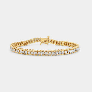 Gilded 1/4 Carat Lab-Grown Diamond Half-Channel Fashion Bracelet with Illusion Plates