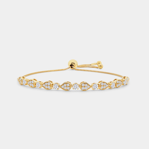 1 Carat Lab-Grown Diamond Pear-Shaped Bolo Bracelet — GILDED New York