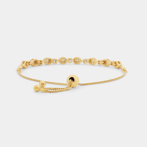 1 Carat Lab-Grown Diamond Pear-Shaped Bolo Bracelet — GILDED New York