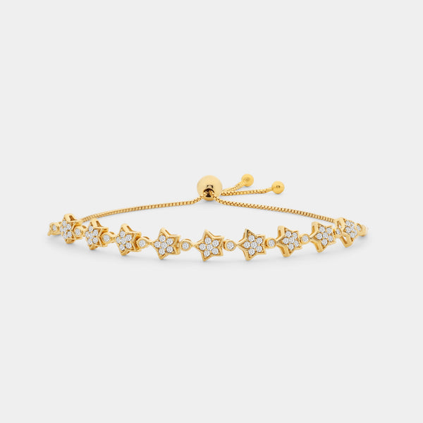 1/2 Carat Lab-Grown Diamond Bolo Bracelet with Star-Shaped Motifs — GILDED New York