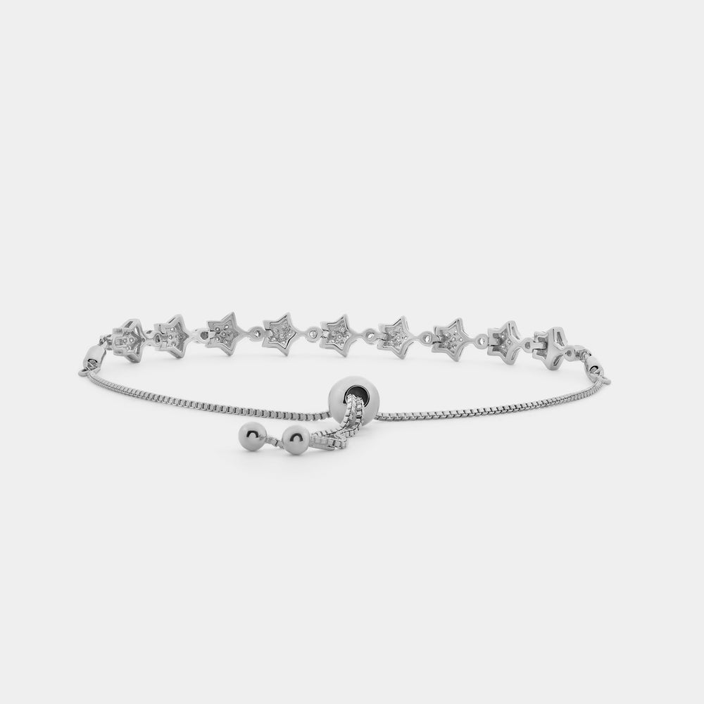 Gilded 1/2 Carat Lab-Grown Diamond Bolo Bracelet with Star-Shaped Motifs