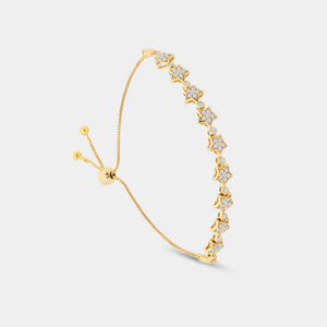 Gilded 1/2 Carat Lab-Grown Diamond Bolo Bracelet with Star-Shaped Motifs