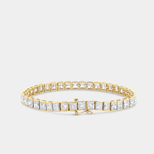 Gilded 16 Carat Lab-Grown Diamond Princess-Cut Tennis Bracelet
