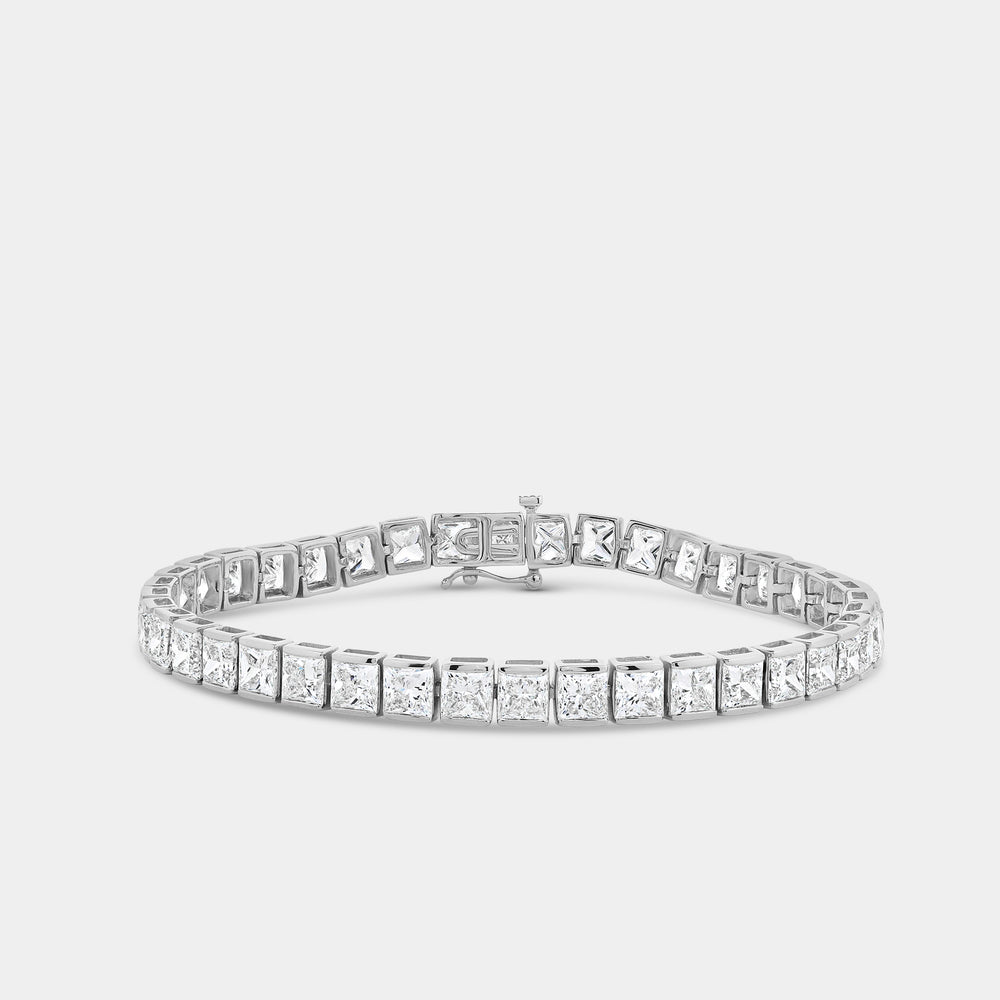 Gilded 16 Carat Lab-Grown Diamond Princess-Cut Tennis Bracelet