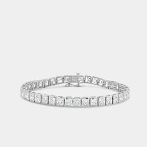 Gilded 16 Carat Lab-Grown Diamond Princess-Cut Tennis Bracelet