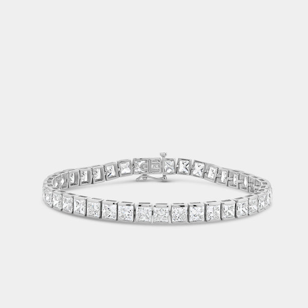 Gilded 16 Carat Lab-Grown Diamond Princess-Cut Tennis Bracelet